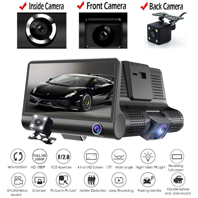 Baceyong 1080P Dash Cam Front and Rear View Video Recorder