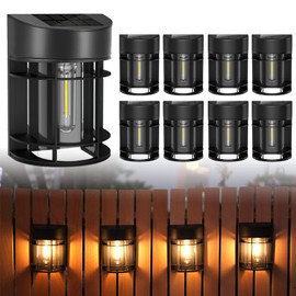 DOESLAG Solar Fence Lights Outdoor, 8 Pack Waterproof Solar Lights Outdoor, Outdoor Solar Light Fence Light for Garden Fence Post Step Stair Backyard