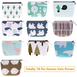 selizo Small Coin Purse, 10 Pcs Small Canvas Purse Zipper Change Purse Small Zipper Pouch
