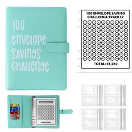 Palmcee 100 Envelope Saving Challenge Money Saving Book Budget Planner with A5 Cash Envelopes, Money Saving Challenge - Easily Save 5050 EUR (Green)