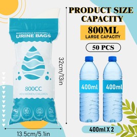 Nuogo 50 Pcs Disposable Urinal Bag Portable Camping Pee Bags Unisex Female Urinal Vomit Bags for Travel, Camping, Hiking for Women Men Kids Patient