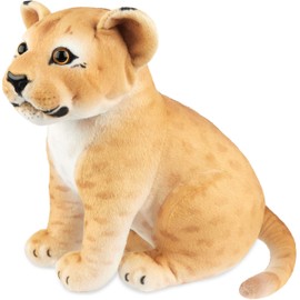 BRUBAKER Lioness Cuddly Toy - 30 cm Stuffed Toy Lion - Baby Plush Toy Predatory Cat Sitting - Children's Plush Toy - Brown