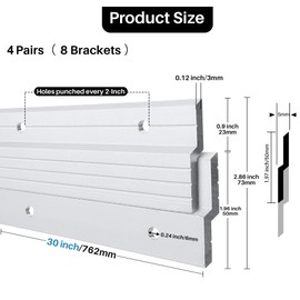 French Cleat Hanger 30 inch - 4 Pairs Heavy Duty Aluminum Alloy Picture Hanging Kit Z Bar Clips Wall Mounting 200 lbs Load Interlocking Brackets Mirror Hanging Hardware Frame Hanger