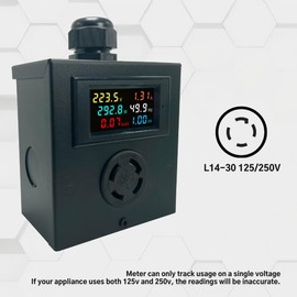 BUYSFORLIFE L14-30 Outlet Meter Box Installation Kit Assembly Required for Custom Application w/Box, Recepticle, LCD Meter, Screws, Cable Gland 120-240v Ampmeter, Voltmeter, Monitor Energy Usage