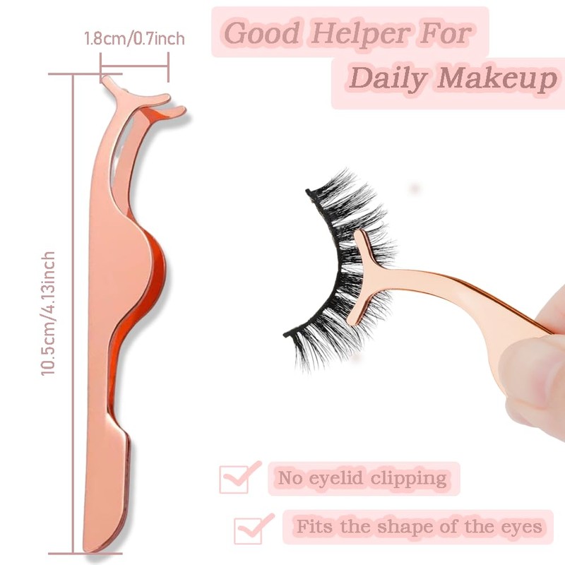 DAZISEN False Eyelashes Applicator Tool/Remover Tweezer - Professional Stainless Steel