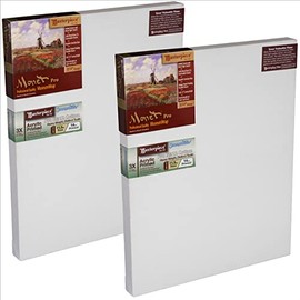 MASTERPIECE Z2MS-1224 Monet Pro 1.5" Deep Sausalito Heavy Weight and Texture 14 oz Cotton Stretched Canvas 12" x 24" White 2 Pack