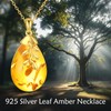 POPLYKE Amber Leaf Necklaces for Women 925 Sterling Silver Amber