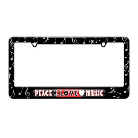 GRAPHICS & MORE Peace Love Music License Plate Tag Frame - Music Notes Design