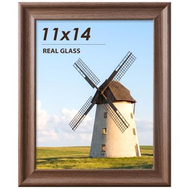 PEALSN 11x14 Picture Frame, Real Glass, Displays 8x10 Photo with Mat