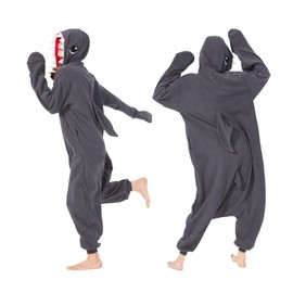 SimZoo Animal Onesie Pajamas for Adults, Animal Cosplay Costume Sleepwear for Men and Women, One Piece Unisex Housewear, Grey shark