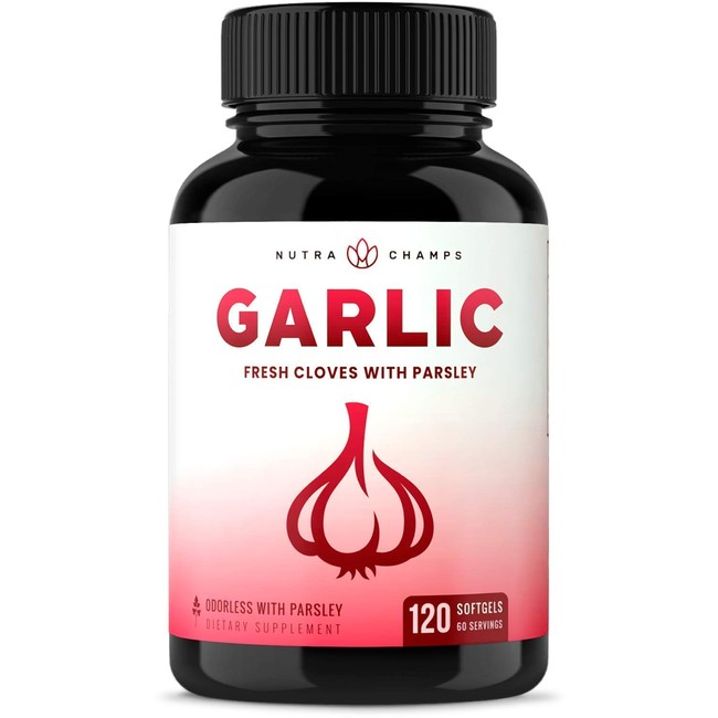 Odorless Garlic Pills - Extra Strength Softgels 1000mg Immune Support Supplement - Heart, Blood Pressure & Cholesterol Support Capsules - Enhanced w/ Parsley, Chlorophyll & Aged Black Garlic Extract