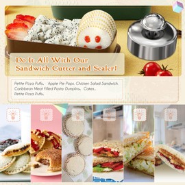 Sandwich Cutter, Uncrustables Sandwich Maker 3.5In Cookies Cutter 304 Stainless Steel, Jelly Sandwiches Tool/PBJ Sandwich Cutter and Sealer, DIY Sandwich Cutter Maker for Kids Lunch Back to School