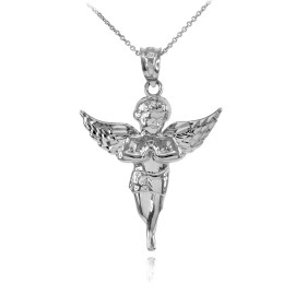 FDJ 925 Sterling Silver Angel Pendant Necklace - Pendant with 22" chain