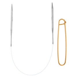 HARFINGTON Circular Knitting Needles 16" Stainless Steel US 8/5.0mm Knitting Needles 4.13" with Knitting Stitch Holder for Fast Knitting Tip to Tip Sweater Scarves Necklaces