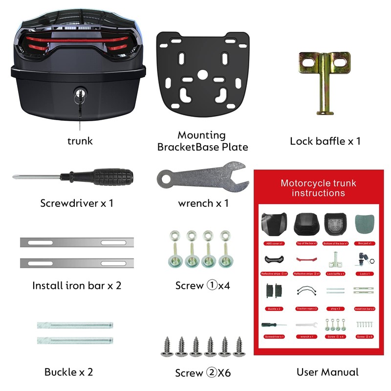 LESANM 35L Motorcycle Top Case, Motorcycle Daily Tail Box Trunk