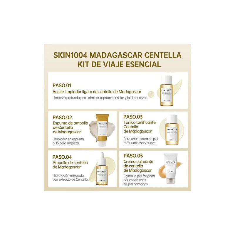 Skin1004 Kit De Viaje Centella Madagascar Calmante 5 Pzs