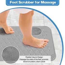 OT-NVWOZR Non Slip Bath Mats for Inside Bath, 50 x 32cm Shower Mats with Suction Cups for Inside Shower, Anti Slip Bathtub Mat with Feet Massage and Drain Holes for Bathroom (Gray)