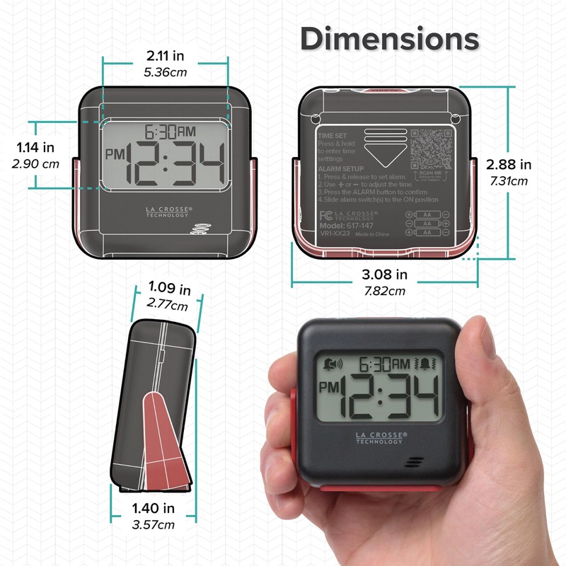La Crosse Technology 617-147 Buzz Digital Alarm Clock with Vibration