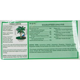 Jobe's Organics Jobe's Palm Tree Fertilizer Spikes 10-5-10 Time Release Fertilizer for All Outdoor Palm Trees, 5 Spikes per Package (3)