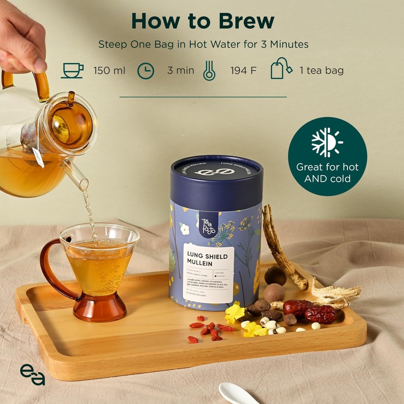 Tea Facto Lung Shield* Mullein Tea Bags - Whole Leaves
