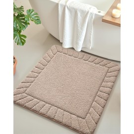 COLOR&GEOMETRY Beige Bathroom Rugs, Non Slip, Absorbent, Soft, Washable, Thick Bath Mat, 60x60cm, Square