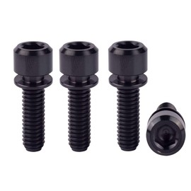 VAMUOEFL Titanium Bicycle Bolt M6x16 18 20mm Allen Hex with Washer Ti Screw 4Pcs (Black, M6x16mm)