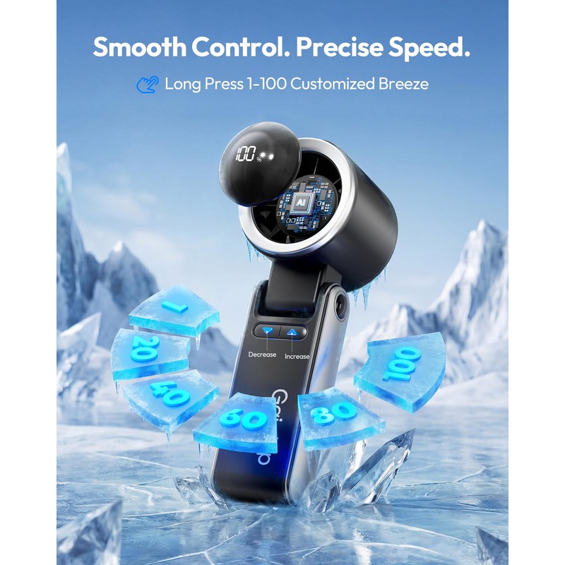 Gaiatop Portable Handheld Turbo Fan, 15 Hrs Cooling, 180° Foldable