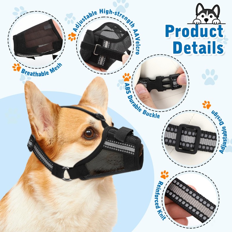 Nobleza - Muzzle for Dogs, Soft Mesh Muzzle for Small