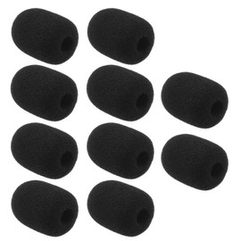 10 Pcs Microphone Foam Covers Microphone Windshields Mini Size Foam Microphone Cover Accessories for Online Meeting Singing Interview Black