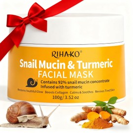 RIHAKO Mascarilla Antiedad De Cúrcuma Y Mucina De Caracol, Mascarilla Reparadora Con Poder De Caracol, Cuidado Facial Coreano | Elimina La Opacidad | Reduce Las Imperfecciones | Repara La Piel Dañada