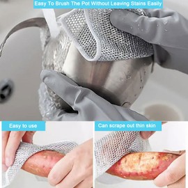 GWAWG Multipurpose Wire Dishwashing Rags, Multipurpose Wire Dishwashing Rags for Wet and Dry, Non-Scratch Scrubbing Wire Dishcloth Rags, Multifunctional Wire Cleaning Dishwashing Cloths (5 PCS)