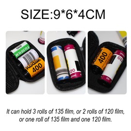 YCCLDIPL Film Storage Case, EVA Hard Shell Film Storage Bag for 135/120 Film – Zipper Case Holds 3 Rolls of 135 or 2 Rolls of 120