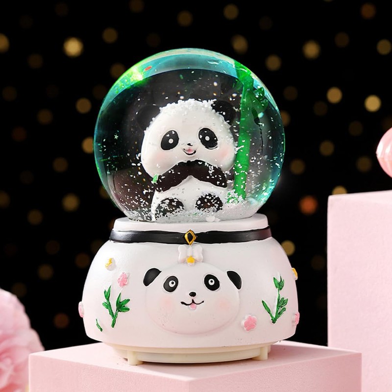 Panda Snow Globe, caja de música de 80 mm para