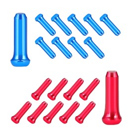 Qrity 20PCS Bike Cable End Crimps, Bike Brake Cable Caps, Bicycle Shift End Cover, Aluminum Alloy Bike Cable Caps for Mountain Bicycle Road Bike, Blue and Red