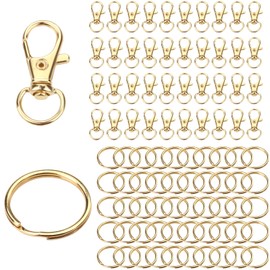 Key Rings Carabiner Hook Small Key Ring Craft DIY Rings Keychains Key Ring Carabiner Hook with Swivel Joint (Gold 100pcs)