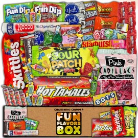Fun Flavors Box Candy Gift Box Snack Care Package 60 Count Variety Sweets Chocolates Skittles