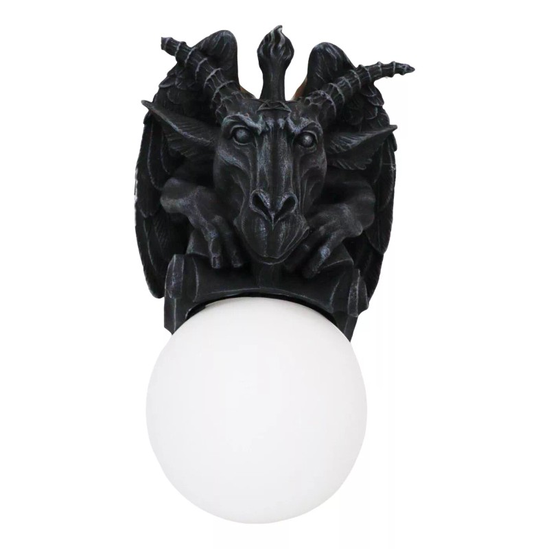 Baphomet Sabbatic Goat Pentagram Sigil Gargoyle Small Wall Sconce Lamp