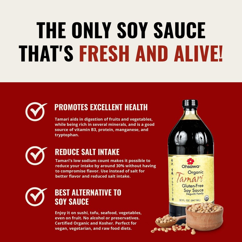 Ohsawa - Wheat-Free Tamari Soy Sauce - Traditionally Brewed, Gluten-Free,