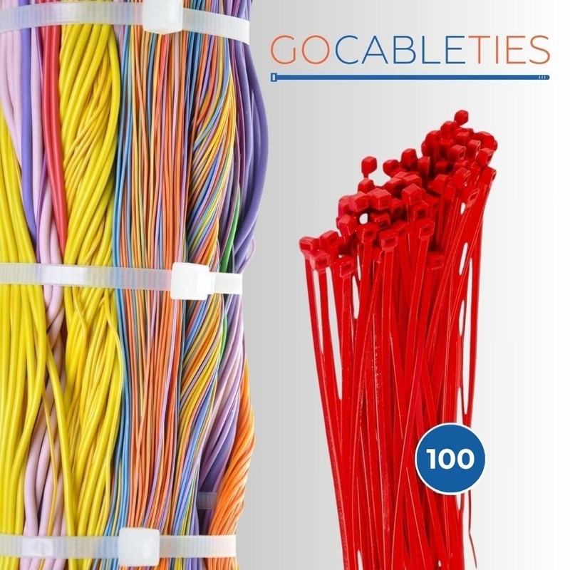 Gocableties Cable Ties 100pcs Red 150mm x 3.6mm with 40lb