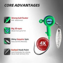 PROBITE Spinner Blade Jig Heads, 20pcs Fishing Jig Hooks with Sharp Barb, 4 Size Options, for Saltwater and Freshwater Fishing（3/16oz