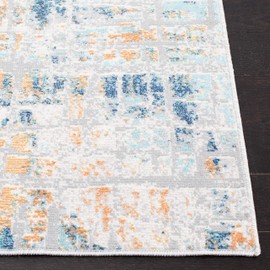 SAFAVIEH Aria Collection Runner Rug - 2' x 8', Rust & Blue, Modern Boho Abstract Design, Non-Shedding & Easy Care, Ideal for High Traffic Areas in Living Room, Bedroom (ARA587P)