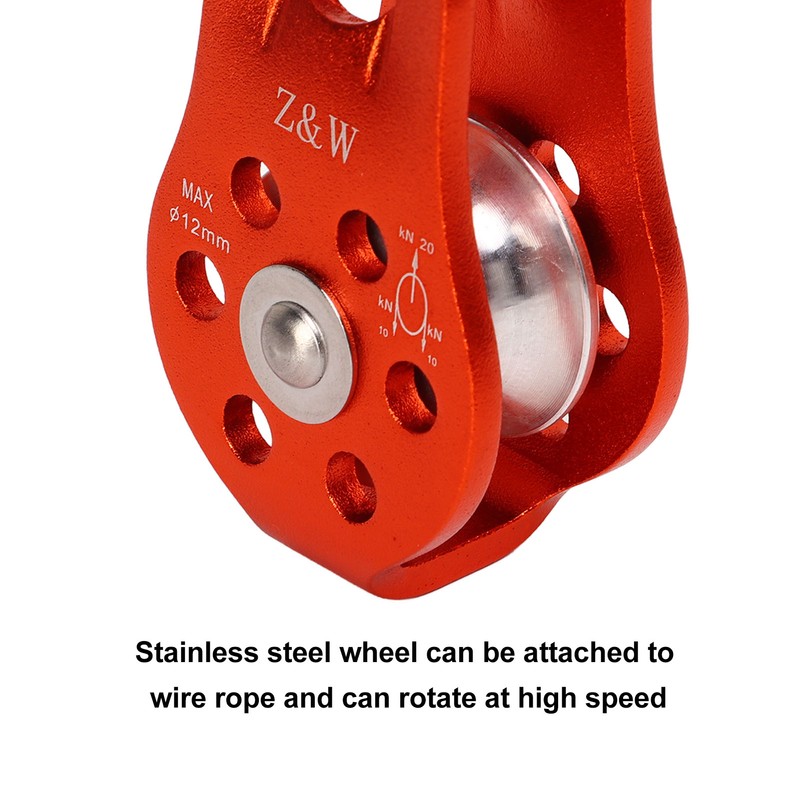 Rock Climbing Pulley Fixed Sideplate Single Sheave Pulley Orange Lift