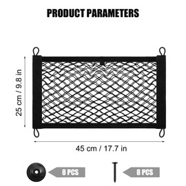 2 Pack Car Storage Net, DEDC 17.7x9.8 inch Cargo Net Pocket Universal Accessories Elastic Automotive Large Cargo Net Storage Mesh Pocket for Truck Car SUV Boats