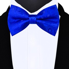 GUSLESON Royal Blue Bow Tie for Wedding Pre-Tied Floral Bowties for Men (0491-04)