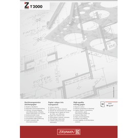 Brunnen 1047469 Drawing/Drawing Pad (A4 90 g/m² 50 Sheets Transparent Drawing Paper Zanders T 2000)