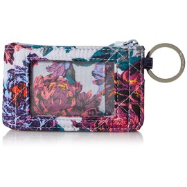 Vera Bradley Women's Cotton Deluxe Zip Id Case Wallet with RFID Protection, Petite Neon Blooms, One Size