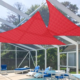 E&K Sunrise 8' x 8' x 11' Right Triangle Sun Shade Sail Shade Fabric Cover Backyard Deck Sail Canopy UV Block - Rust Red