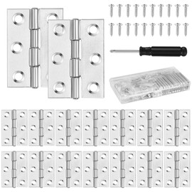 Pack of 22 Door Hinges, 44 mm x 31 mm Stainless Steel Hinges, Foldable Piano Hinges, Small Hinge Tape, Stainless Steel Connector for Wooden Doors, Windows, Cabinets, Furniture, with 132 Screws