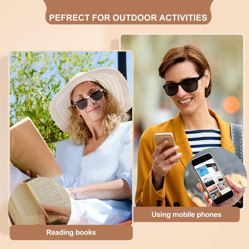 OuShiun 2 Pack Bifocal Reading Sunglasses for Women, Classic Retro