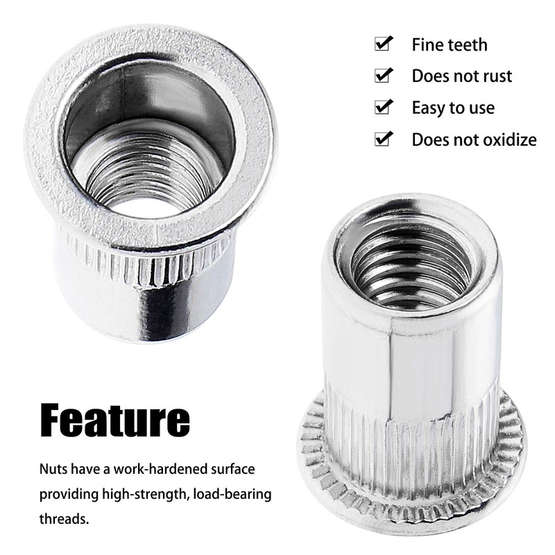 Gueenky Pack of 150 Rivet Nuts M5 Stainless Steel Rivet